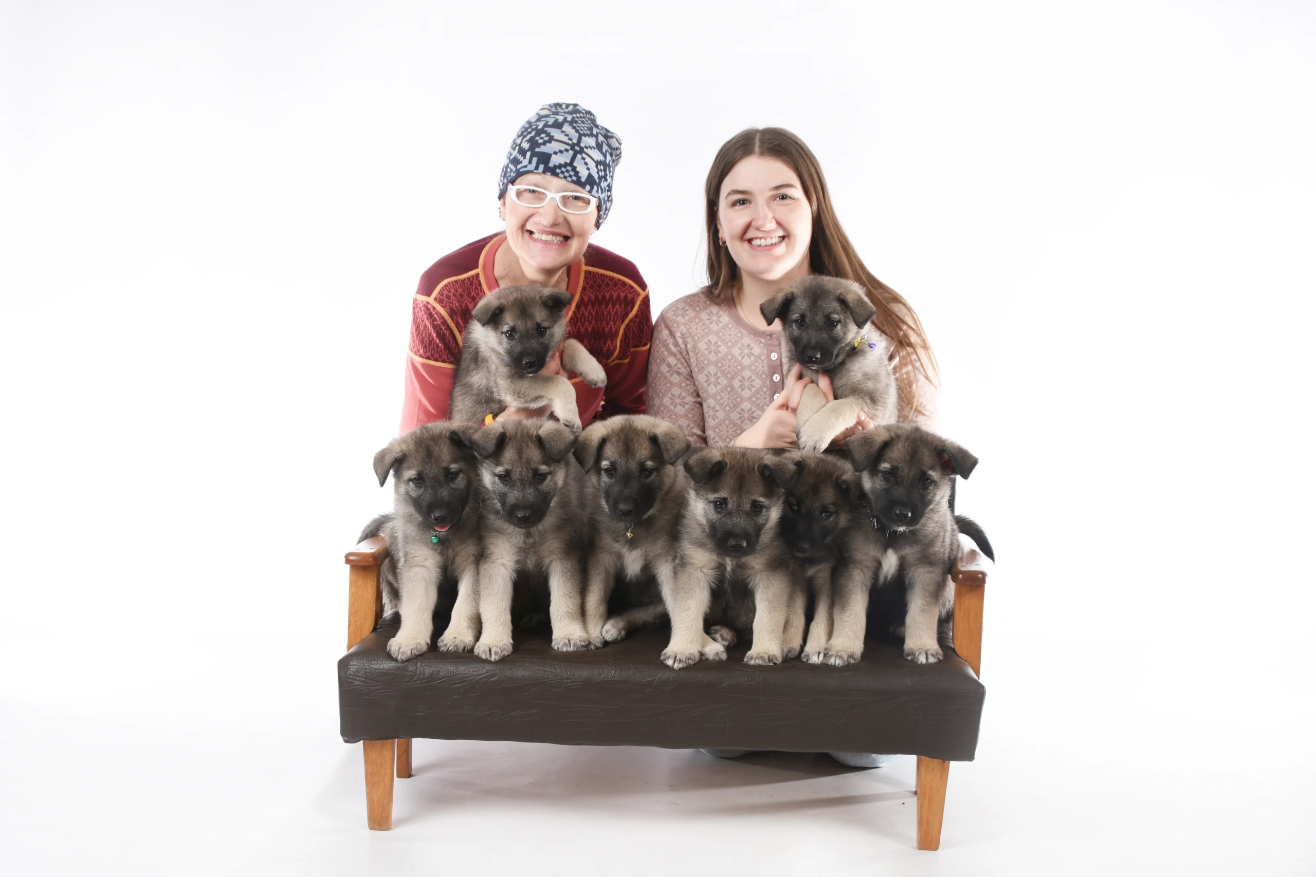 Anne with family and puppies